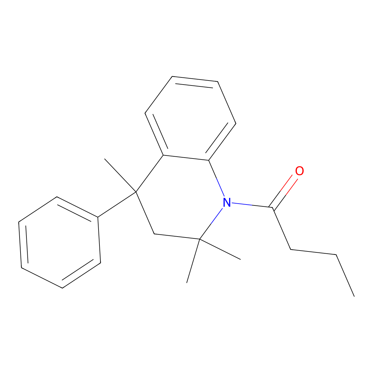 1-(2,2,4-trimethyl-4-phenyl-3H-quinolin-1-yl)butan-1-one molecular structure, CAS 84816-96-6
