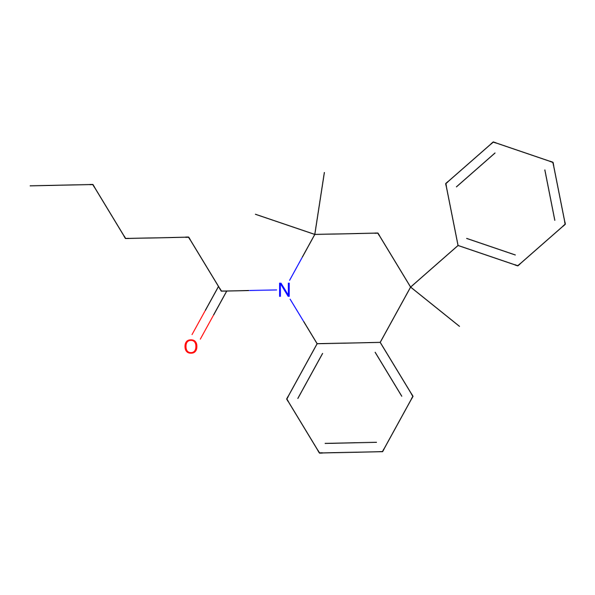1-(2,2,4-trimethyl-4-phenyl-3H-quinolin-1-yl)pentan-1-one molecular structure, CAS 84816-97-7