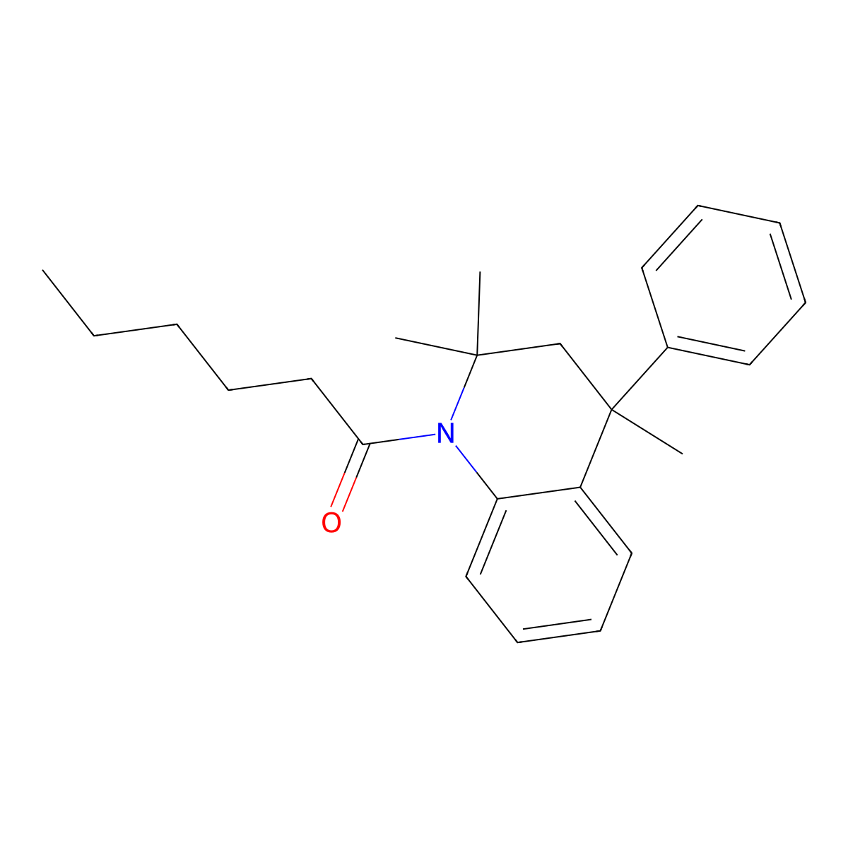 1-(2,2,4-trimethyl-4-phenyl-3,4-dihydroquinolin-1(2H)-yl)hexan-1-one molecular structure, CAS 84816-98-8