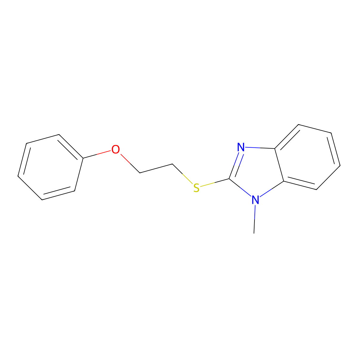 1-methyl-2-[(2-phenoxyethyl)sulfanyl]-1H-benzimidazole molecular structure, CAS 848174-72-1