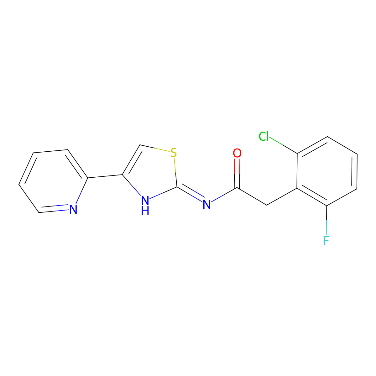 2-(2-chloro-6-fluorophenyl)-N-[(2Z)-4-(pyridin-2-yl)-1,3-thiazol-2(3H)-ylidene]acetamide molecular structure, CAS 848176-19-2