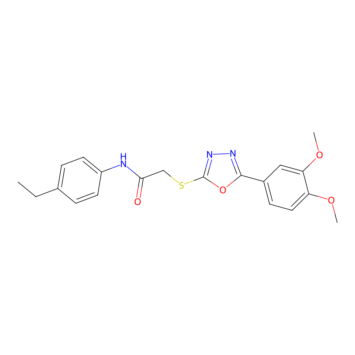 2-{[5-(3,4-dimethoxyphenyl)-1,3,4-oxadiazol-2-yl]sulfanyl}-N-(4-ethylphenyl)acetamide molecular structure, CAS 848176-99-8
