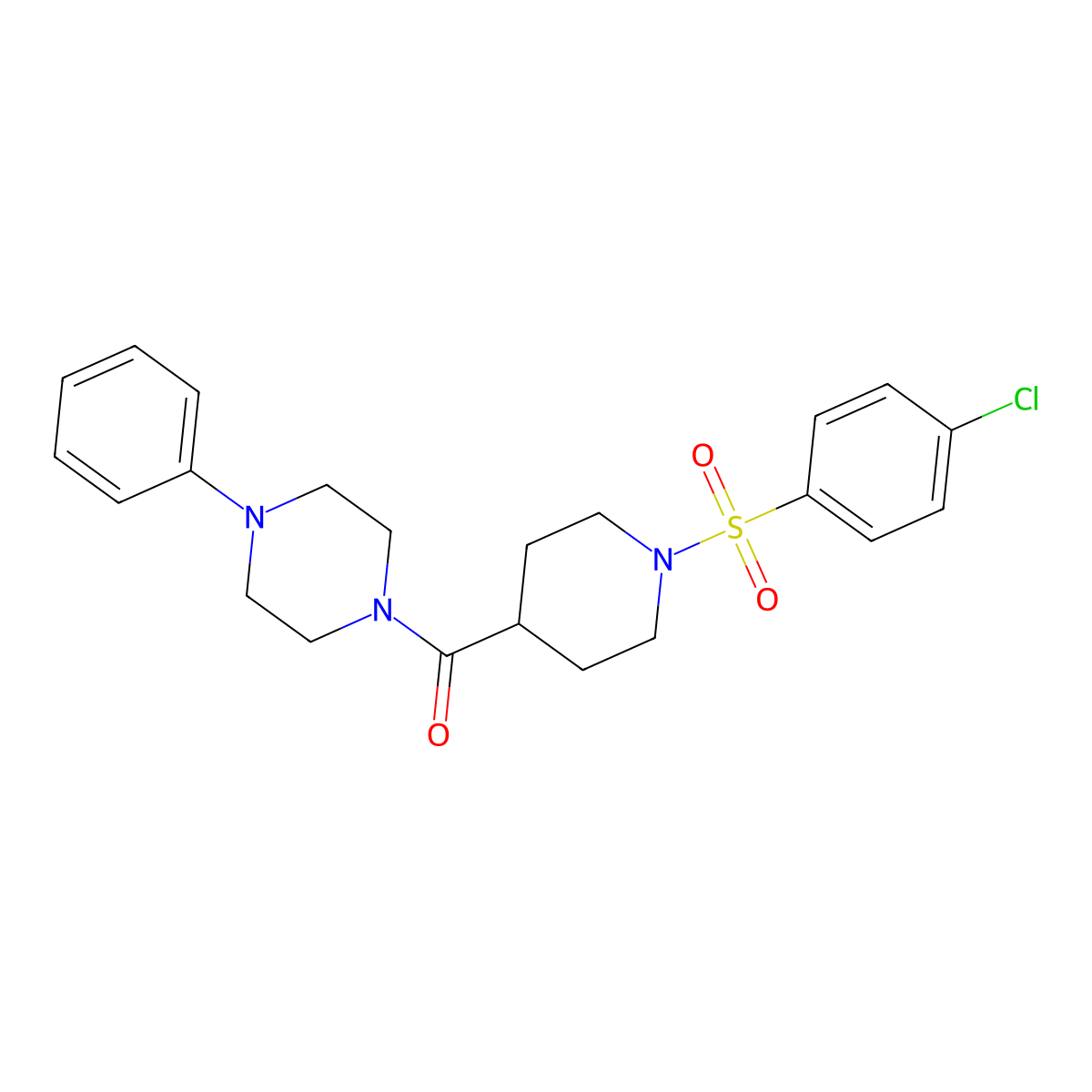 1-[1-(4-Chlorobenzenesulfonyl)piperidine-4-carbonyl]-4-phenylpiperazine molecular structure, CAS 848177-68-4