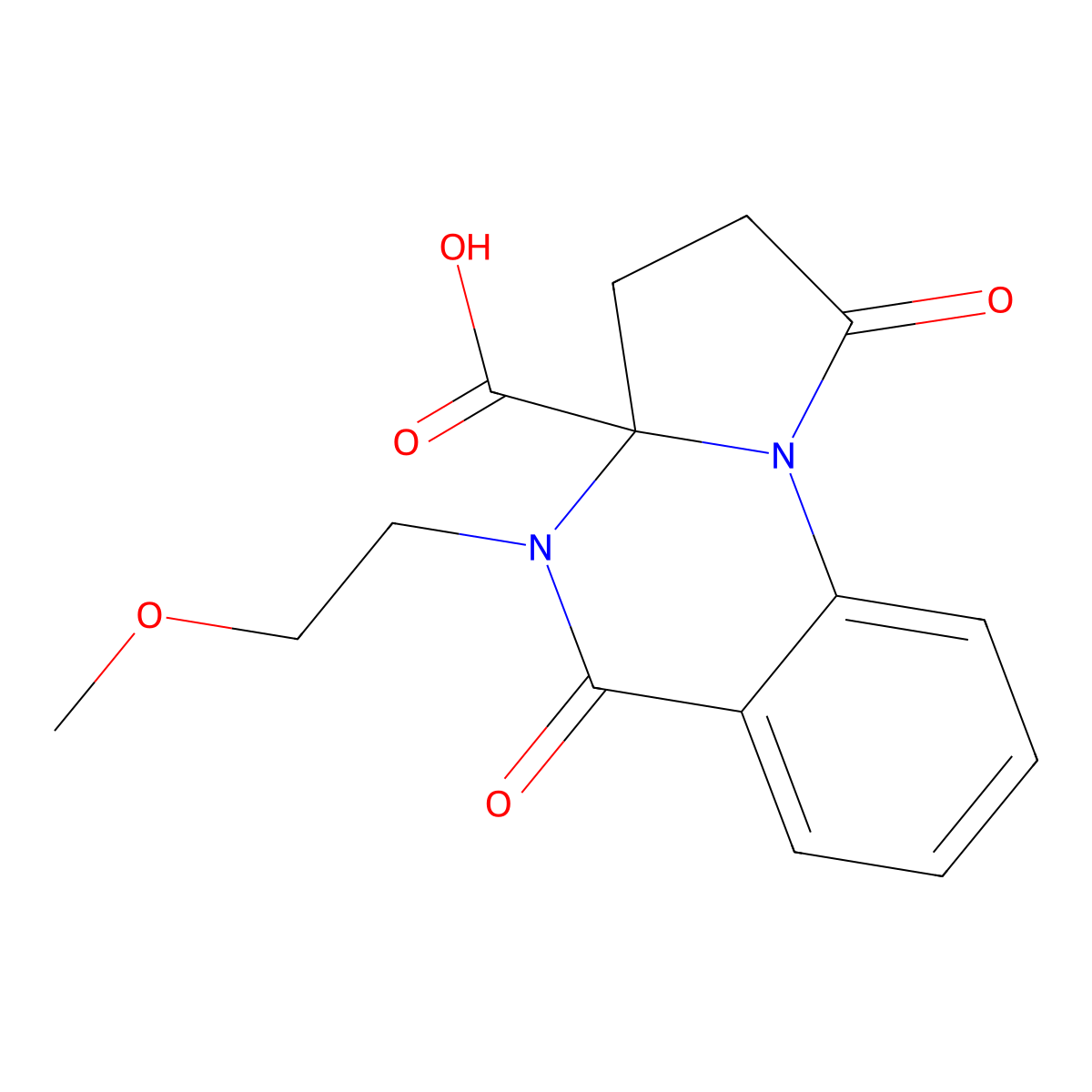 4-(2-methoxyethyl)-1,5-dioxo-1H,2H,3H,3aH,4H,5H-pyrrolo(1,2-a)quinazoline-3a-carboxylic acid molecular structure, CAS 848178-45-0