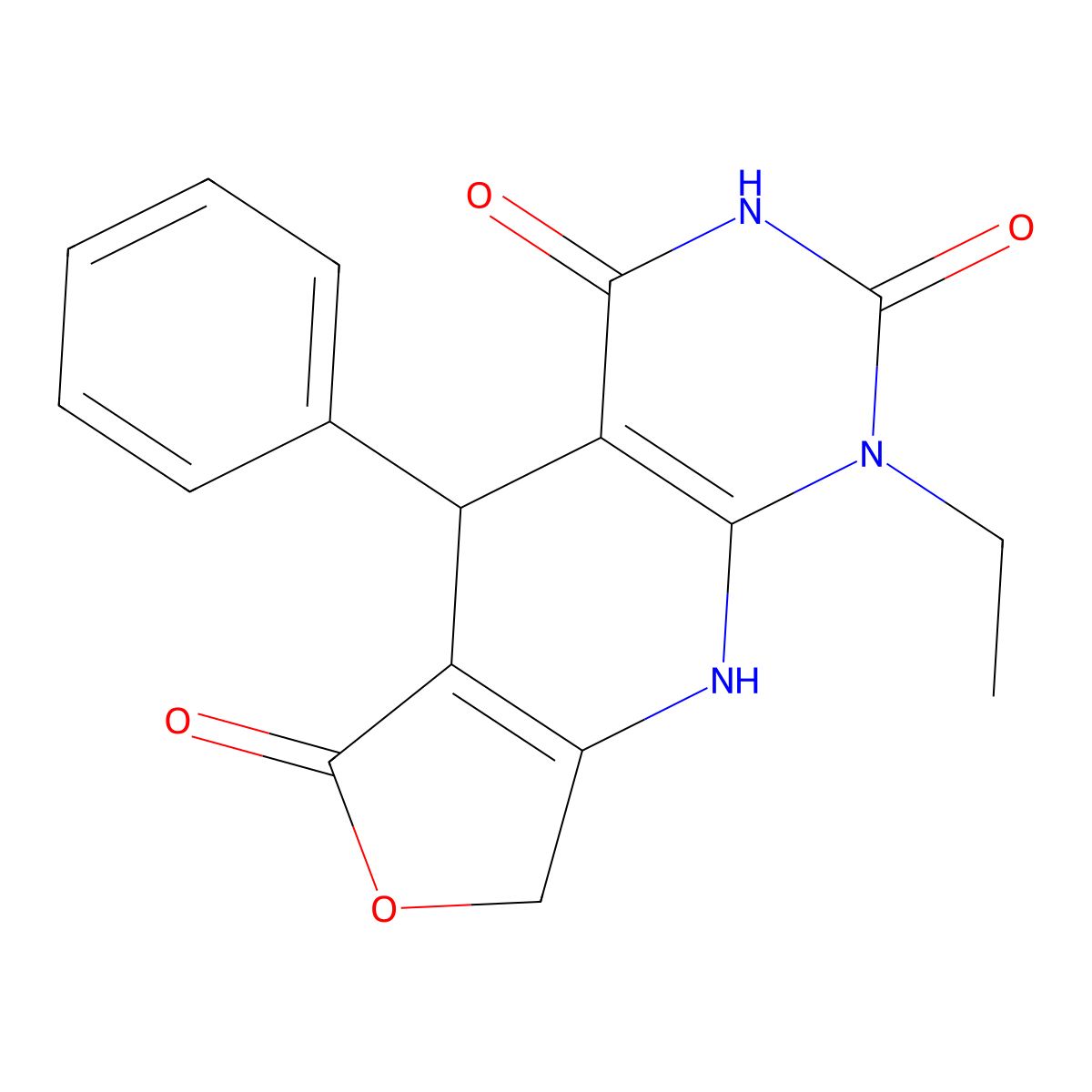 1-ethyl-5-phenyl-5,9-dihydrofuro[3',4':5,6]pyrido[2,3-d]pyrimidine-2,4,6(1H,3H,8H)-trione molecular structure, CAS 848178-89-2