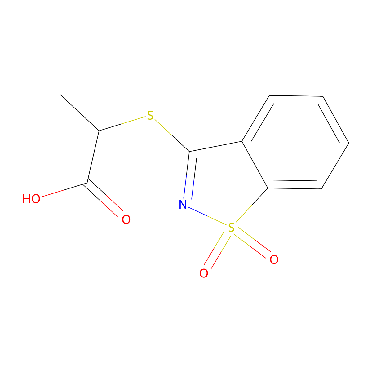 2-[(1,1-Dioxo-1,2-benzothiazol-3-yl)sulfanyl]propanoic acid molecular structure, CAS 848179-09-9