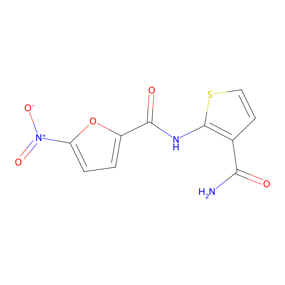 N-(3-carbamoylthiophen-2-yl)-5-nitrofuran-2-carboxamide molecular structure, CAS 848179-97-5