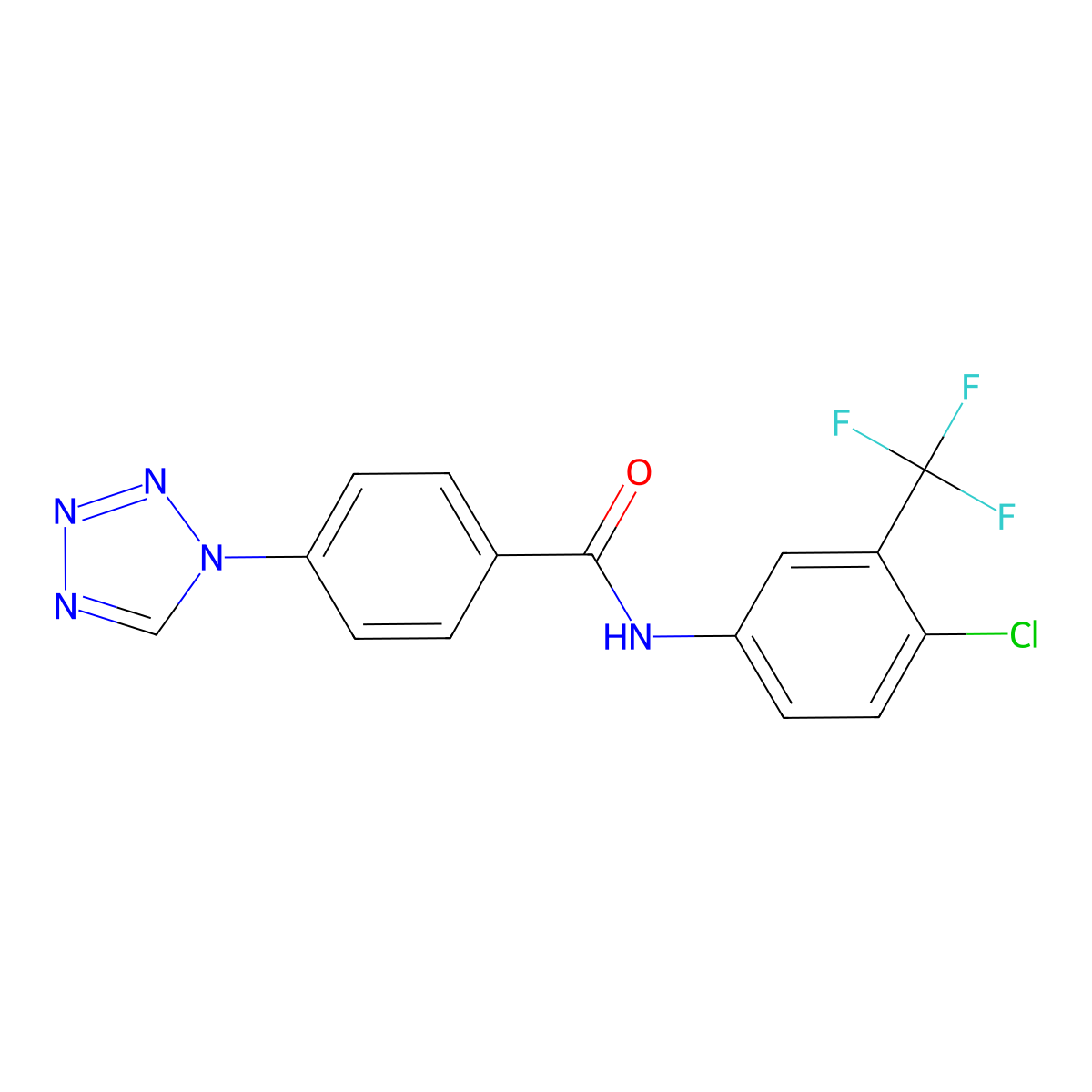 N-[4-chloro-3-(trifluoromethyl)phenyl]-4-(tetrazol-1-yl)benzamide molecular structure, CAS 848180-63-2