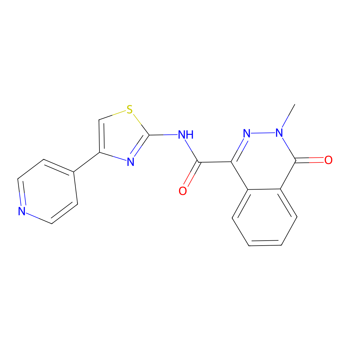 3-methyl-4-oxo-N-[4-(pyridin-4-yl)-1,3-thiazol-2-yl]-3,4-dihydrophthalazine-1-carboxamide molecular structure, CAS 848182-23-0