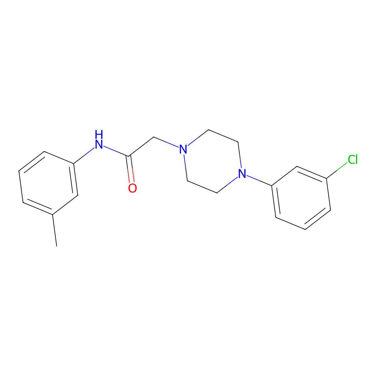 2-[4-(3-chlorophenyl)piperazin-1-yl]-N-(3-methylphenyl)acetamide molecular structure, CAS 848182-72-9