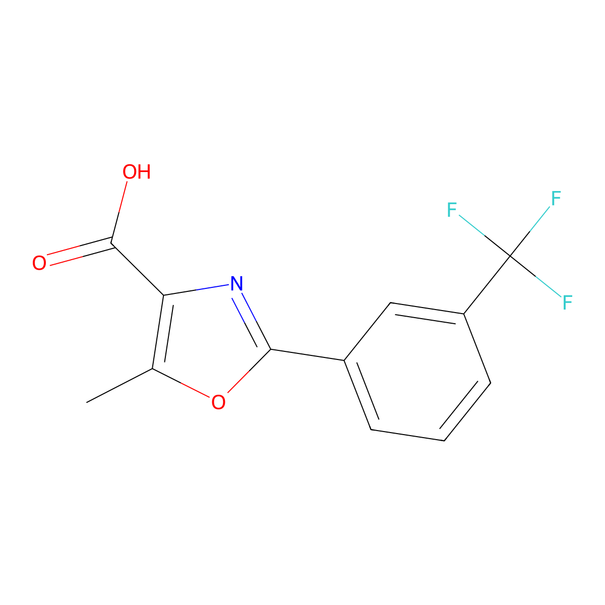 5-Methyl-2-[3-(trifluoromethyl)phenyl]-1,3-oxazole-4-carboxylic acid molecular structure, CAS 848188-39-6