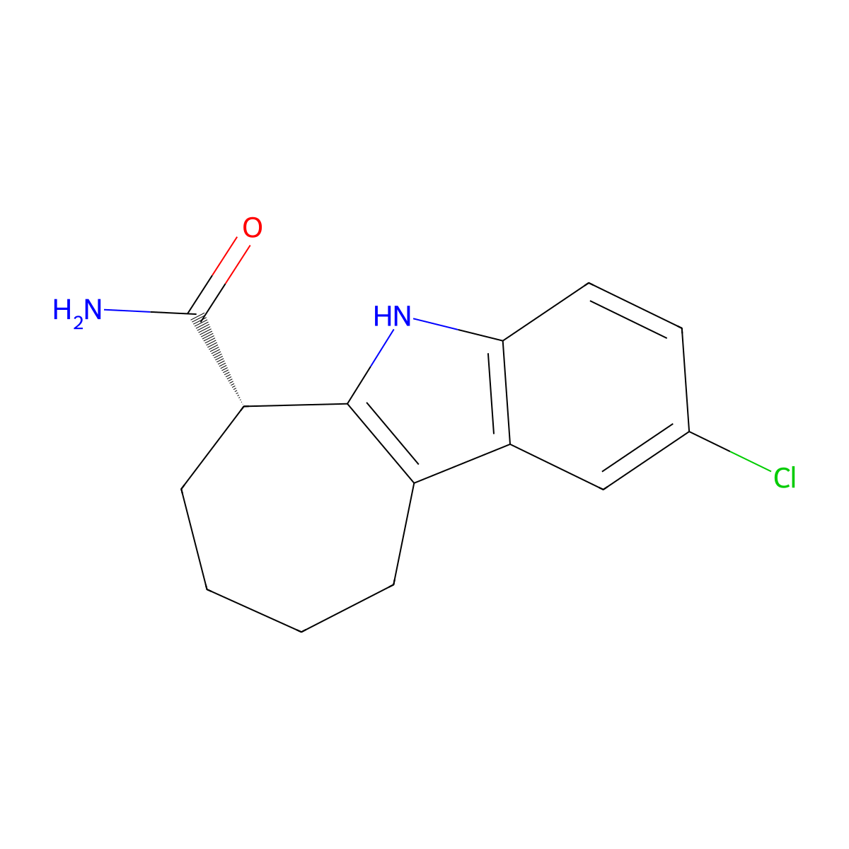(6S)-2-Chloro-5,6,7,8,9,10-hexahydro-cyclohept[b]indole-6-carboxamide molecular structure, CAS 848193-72-6