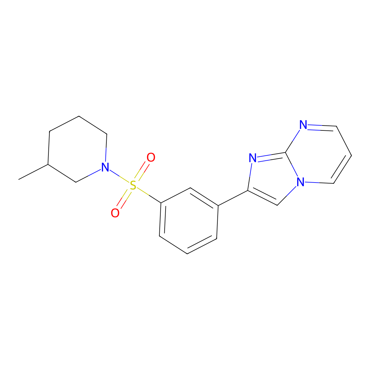2-{3-[(3-Methylpiperidin-1-yl)sulfonyl]phenyl}imidazo[1,2-a]pyrimidine molecular structure, CAS 848203-55-4