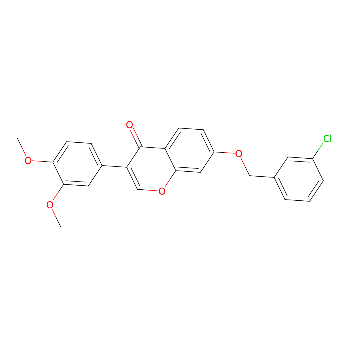 7-((3-chlorobenzyl)oxy)-3-(3,4-dimethoxyphenyl)-4H-chromen-4-one molecular structure, CAS 848203-69-0