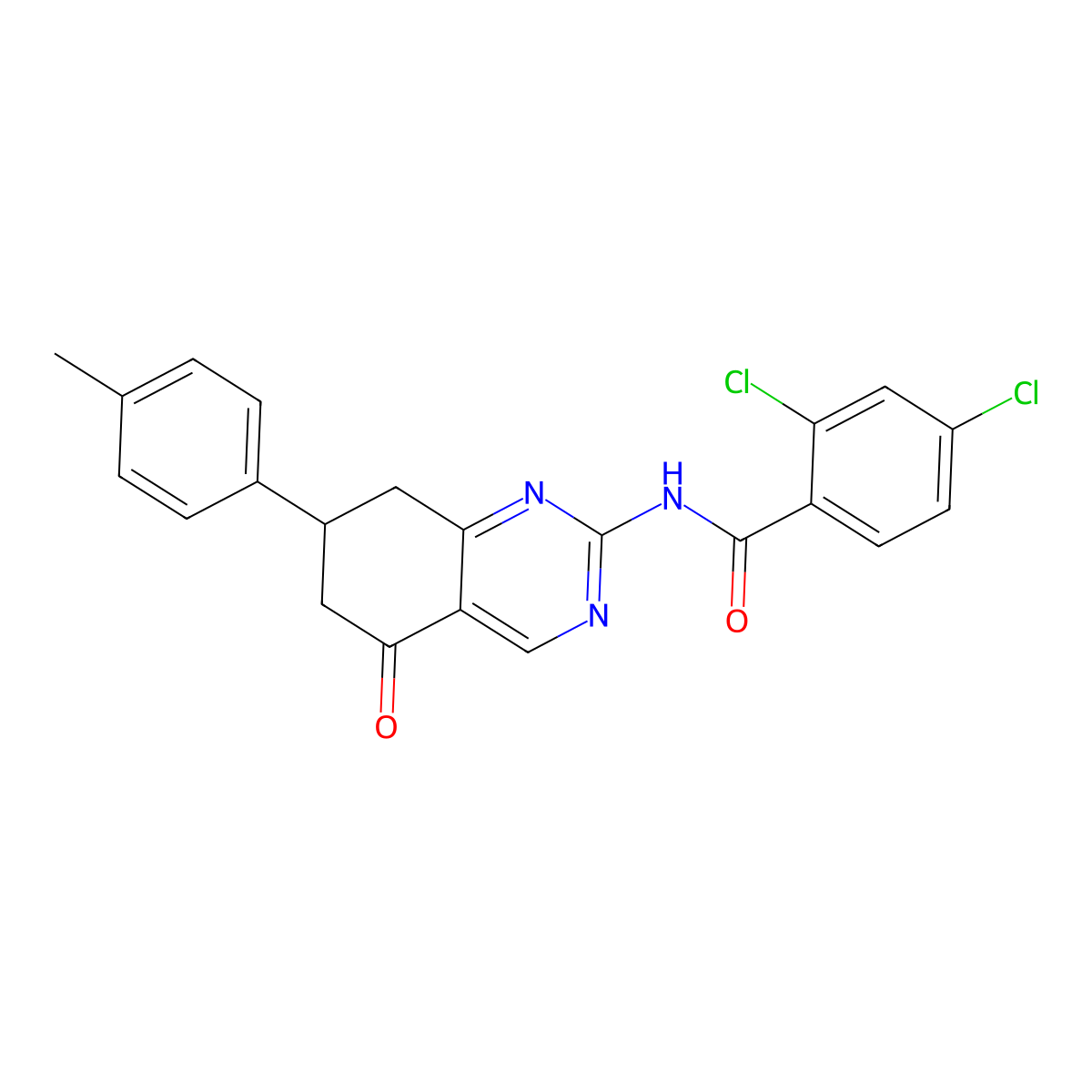 2,4-dichloro-N-[7-(4-methylphenyl)-5-oxo-5,6,7,8-tetrahydroquinazolin-2-yl]benzamide molecular structure, CAS 848203-87-2