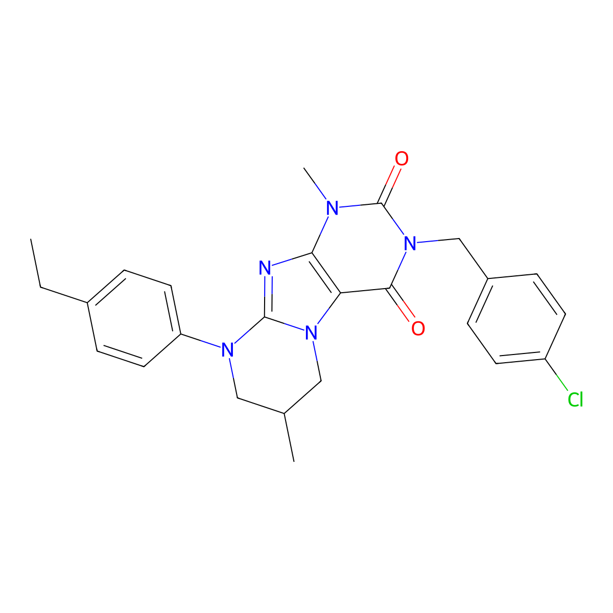 3-[(4-chlorophenyl)methyl]-9-(4-ethylphenyl)-1,7-dimethyl-7,8-dihydro-6H-purino[7,8-a]pyrimidine-2,4-dione molecular structure, CAS 848204-08-0