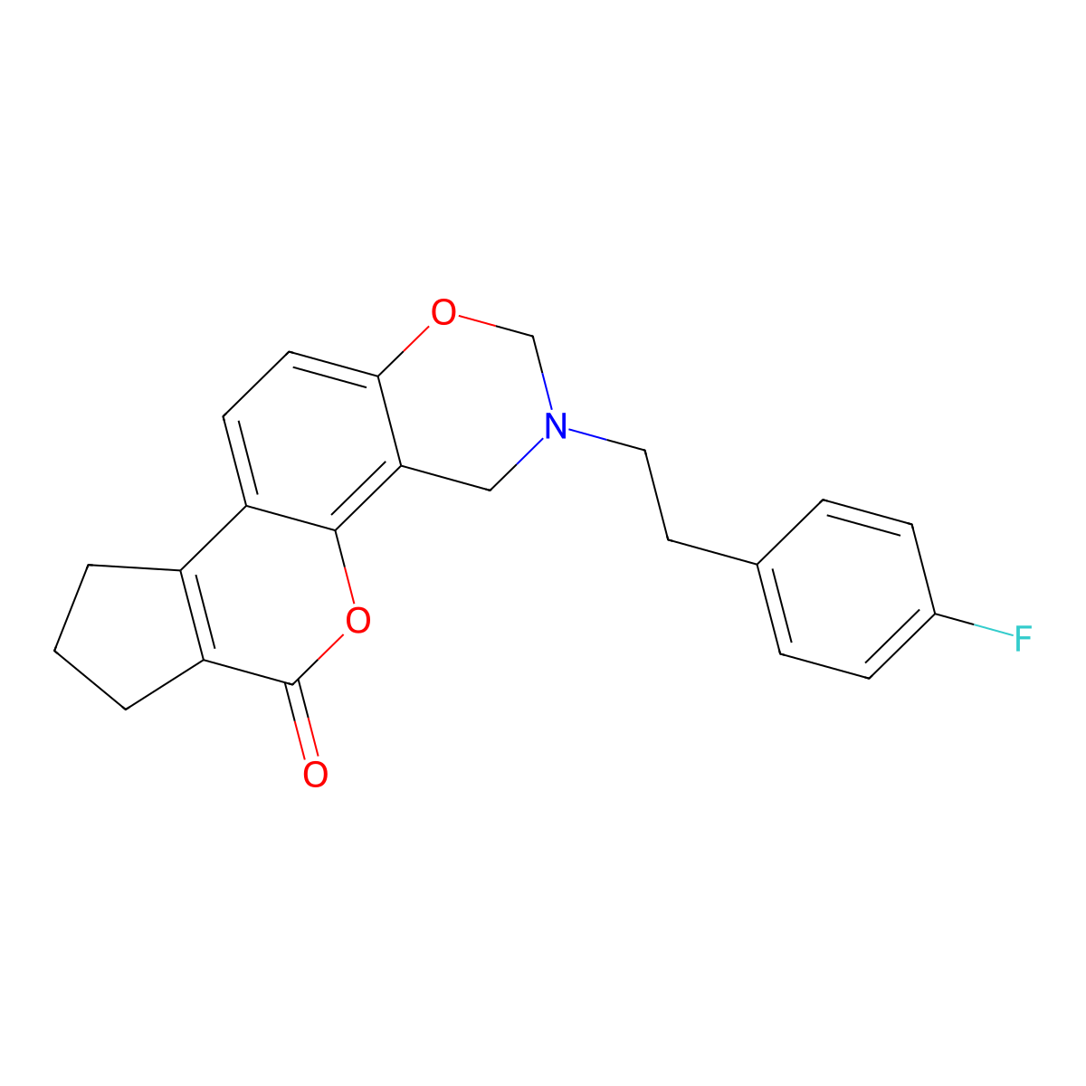 3-[2-(4-fluorophenyl)ethyl]-3,4,8,9-tetrahydro-2H-cyclopenta[3,4]chromeno[8,7-e][1,3]oxazin-6(7H)-one molecular structure, CAS 848204-19-3