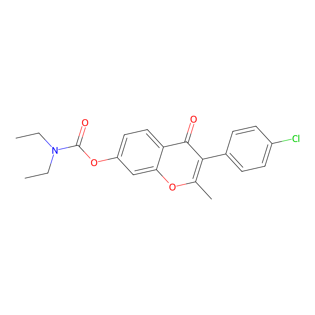 3-(4-chlorophenyl)-2-methyl-4-oxo-4H-chromen-7-yl diethylcarbamate molecular structure, CAS 848204-30-8