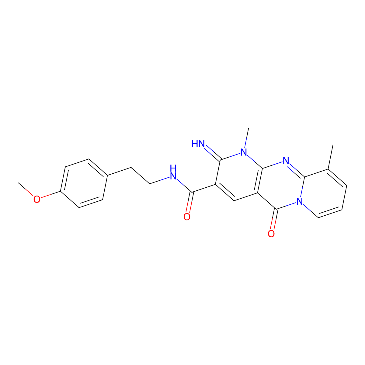 2-imino-N-[2-(4-methoxyphenyl)ethyl]-1,10-dimethyl-5-oxo-1,5-dihydro-2H-dipyrido[1,2-a:2',3'-d]pyrimidine-3-carboxamide molecular structure, CAS 848204-43-3