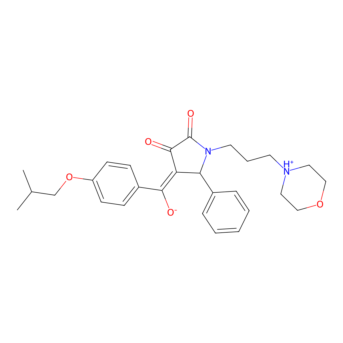 3-hydroxy-4-[4-(2-methylpropoxy)benzoyl]-1-[3-(morpholin-4-yl)propyl]-5-phenyl-2,5-dihydro-1H-pyrrol-2-one molecular structure, CAS 848204-62-6