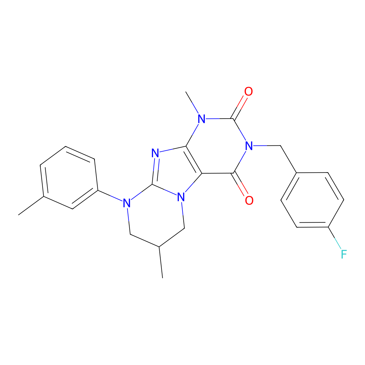 3-[(4-fluorophenyl)methyl]-1,7-dimethyl-9-(3-methylphenyl)-7,8-dihydro-6H-purino[7,8-a]pyrimidine-2,4-dione molecular structure, CAS 848204-63-7