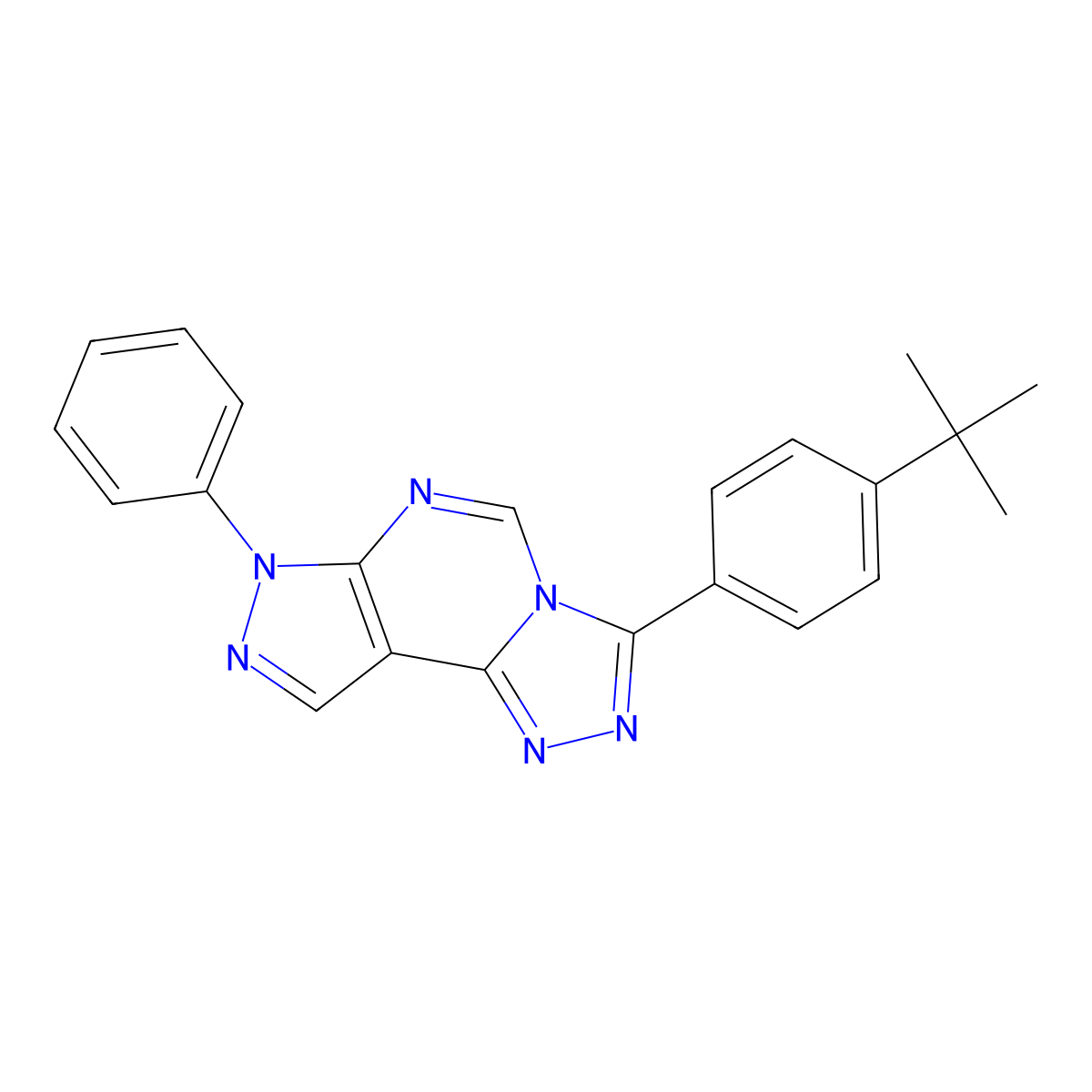 3-(4-tert-butylphenyl)-7-phenyl-7H-pyrazolo[4,3-e][1,2,4]triazolo[4,3-c]pyrimidine molecular structure, CAS 848204-99-9