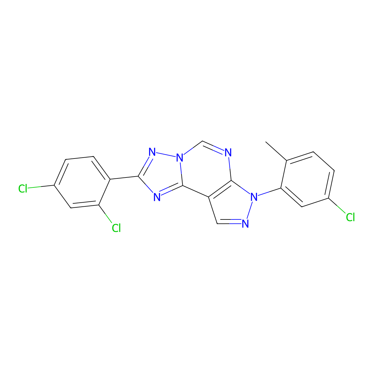 7-(5-chloro-2-methylphenyl)-2-(2,4-dichlorophenyl)-7H-pyrazolo[4,3-e][1,2,4]triazolo[1,5-c]pyrimidine molecular structure, CAS 848205-22-1