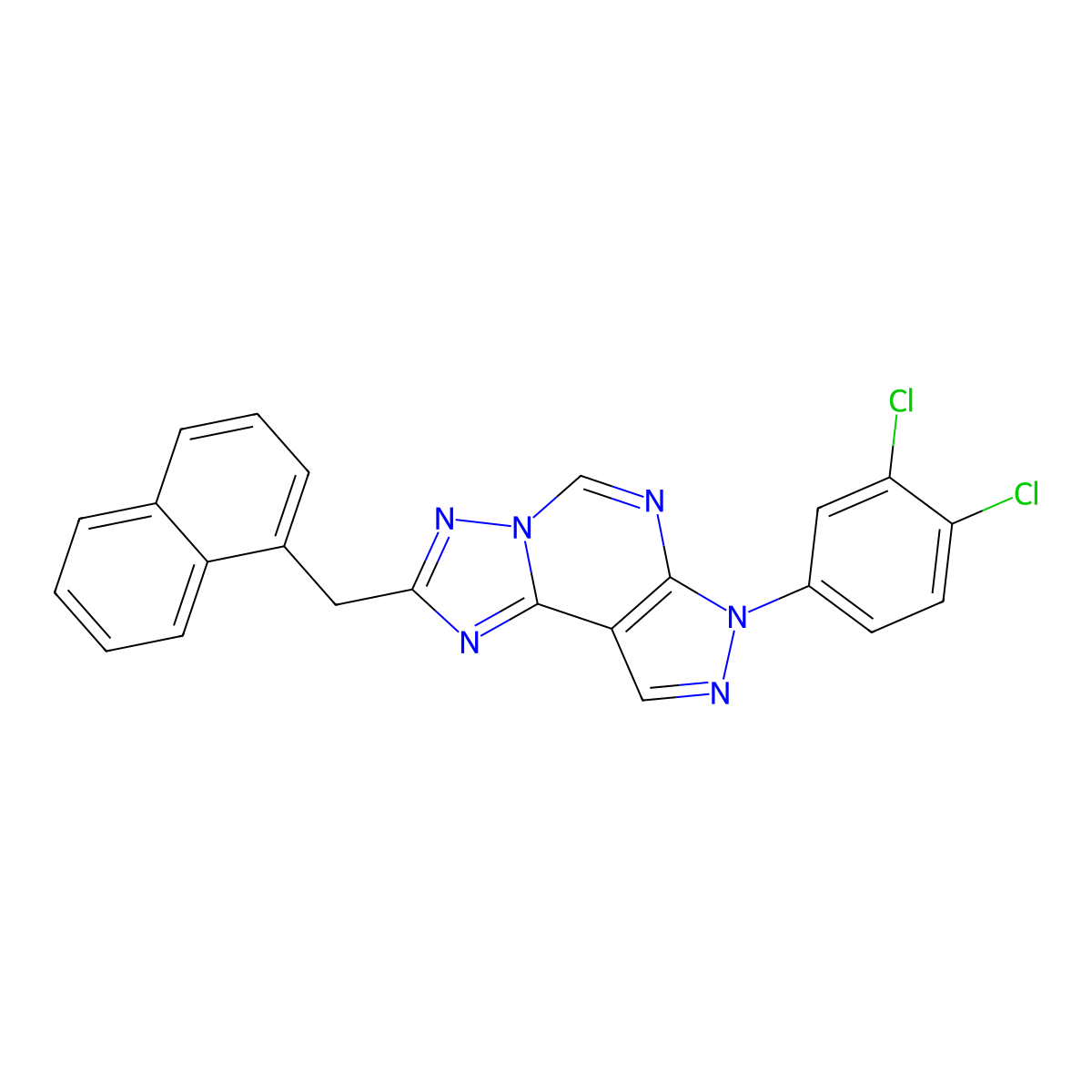 3-(3,4-Dichlorophenyl)-8-(naphthylmethyl)-6-hydropyrazolo[5,4-d]1,2,4-triazolo [1,5-e]pyrimidine molecular structure, CAS 848205-48-1