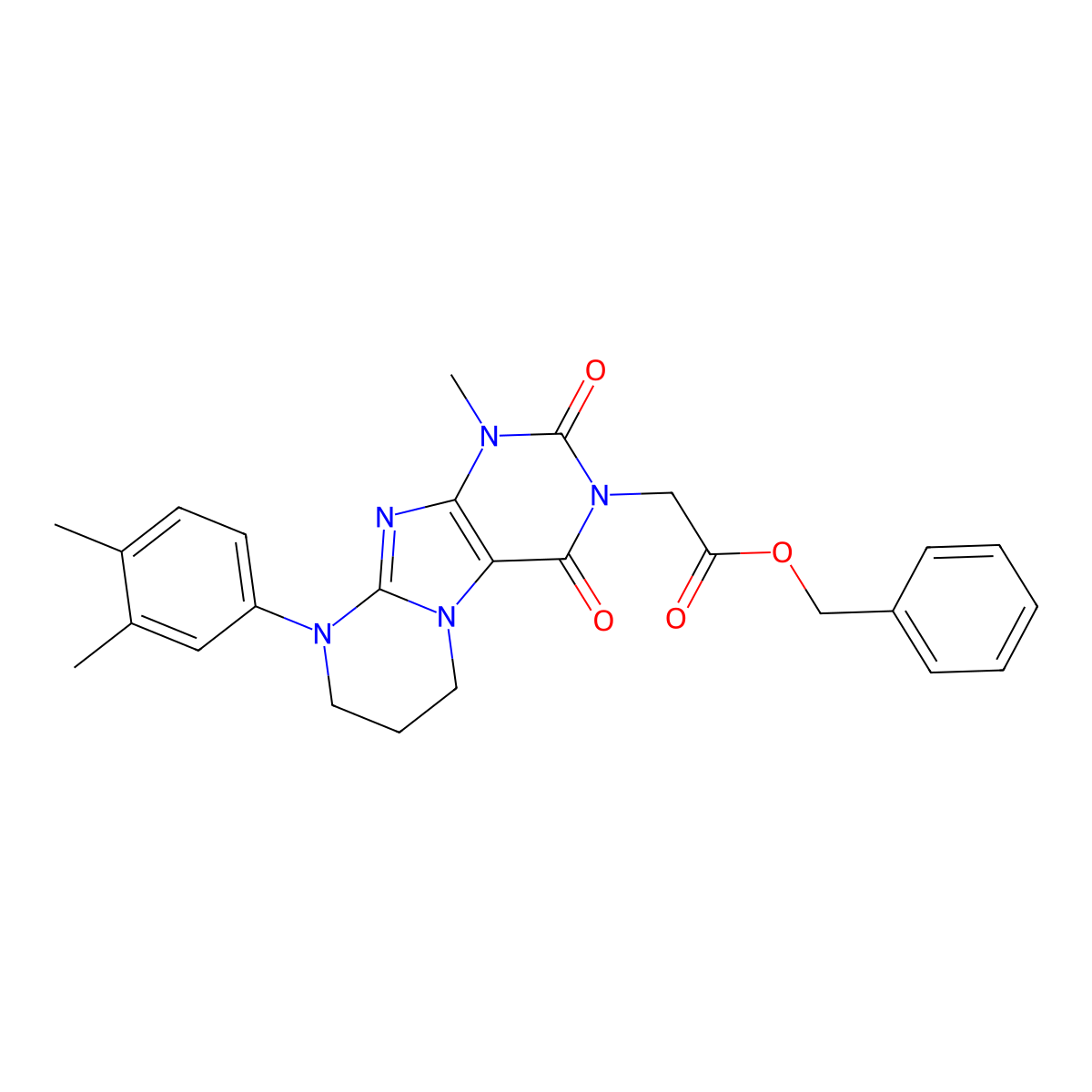 benzyl 2-[9-(3,4-dimethylphenyl)-1-methyl-2,4-dioxo-7,8-dihydro-6H-purino[7,8-a]pyrimidin-3-yl]acetate molecular structure, CAS 848205-63-0