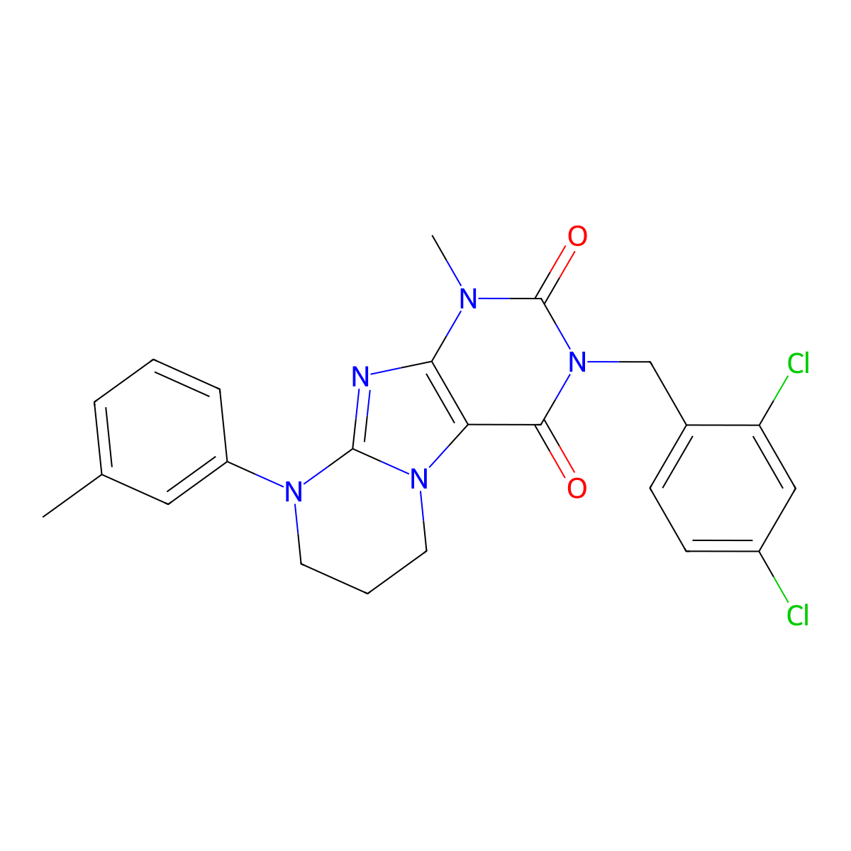 3-[(2,4-dichlorophenyl)methyl]-1-methyl-9-(3-methylphenyl)-7,8-dihydro-6H-purino[7,8-a]pyrimidine-2,4-dione molecular structure, CAS 848206-15-5
