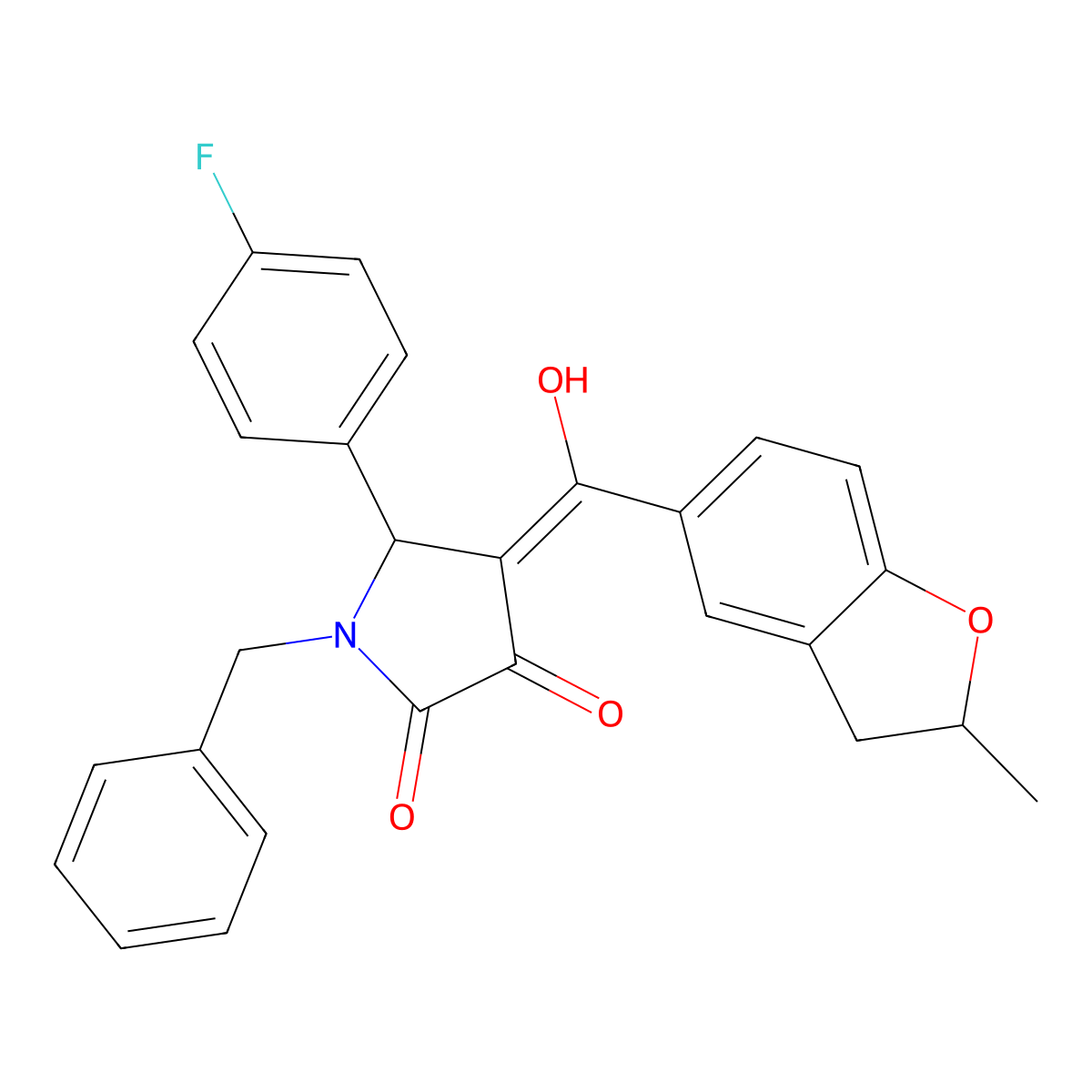 1-benzyl-5-(4-fluorophenyl)-3-hydroxy-4-(2-methyl-2,3-dihydro-1-benzofuran-5-carbonyl)-2,5-dihydro-1H-pyrrol-2-one molecular structure, CAS 848206-16-6
