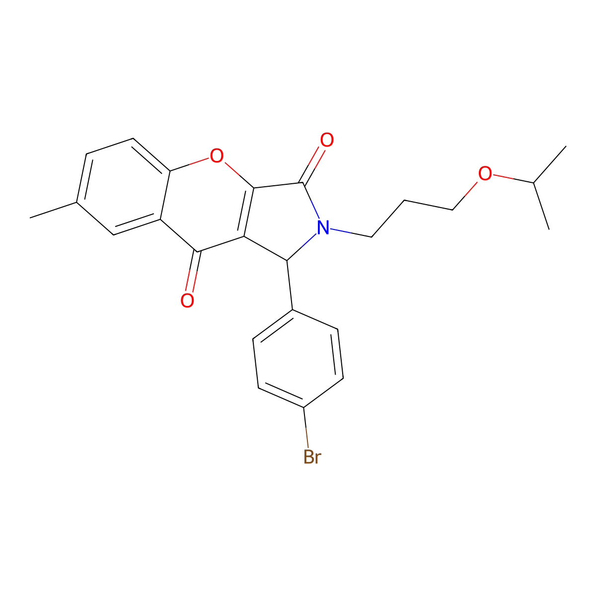 1-(4-Bromophenyl)-2-(3-isopropoxypropyl)-7-methyl-1,2-dihydrochromeno[2,3-c]pyrrole-3,9-dione molecular structure, CAS 848206-23-5