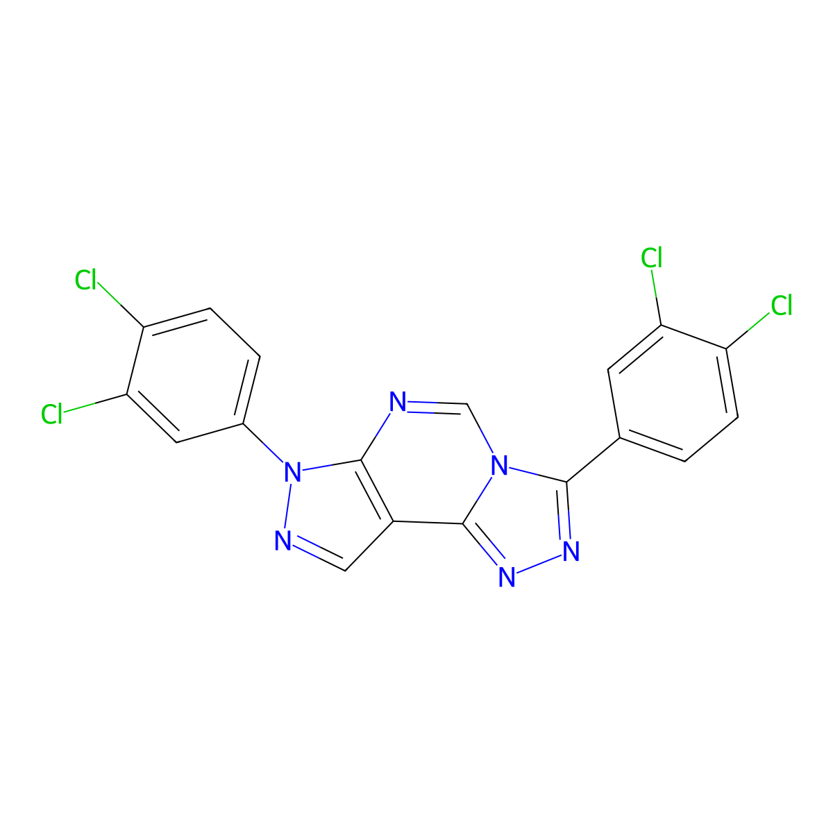 3,7-Bis(3,4-dichlorophenyl)-6-hydropyrazolo[5,4-d]1,2,4-triazolo[4,3-e]pyrimid ine molecular structure, CAS 848206-77-9