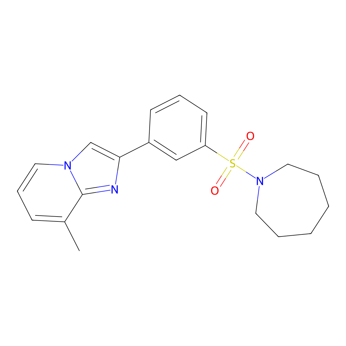 2-[3-(Azepan-1-ylsulfonyl)phenyl]-8-methylimidazo[1,2-a]pyridine molecular structure, CAS 848207-76-1