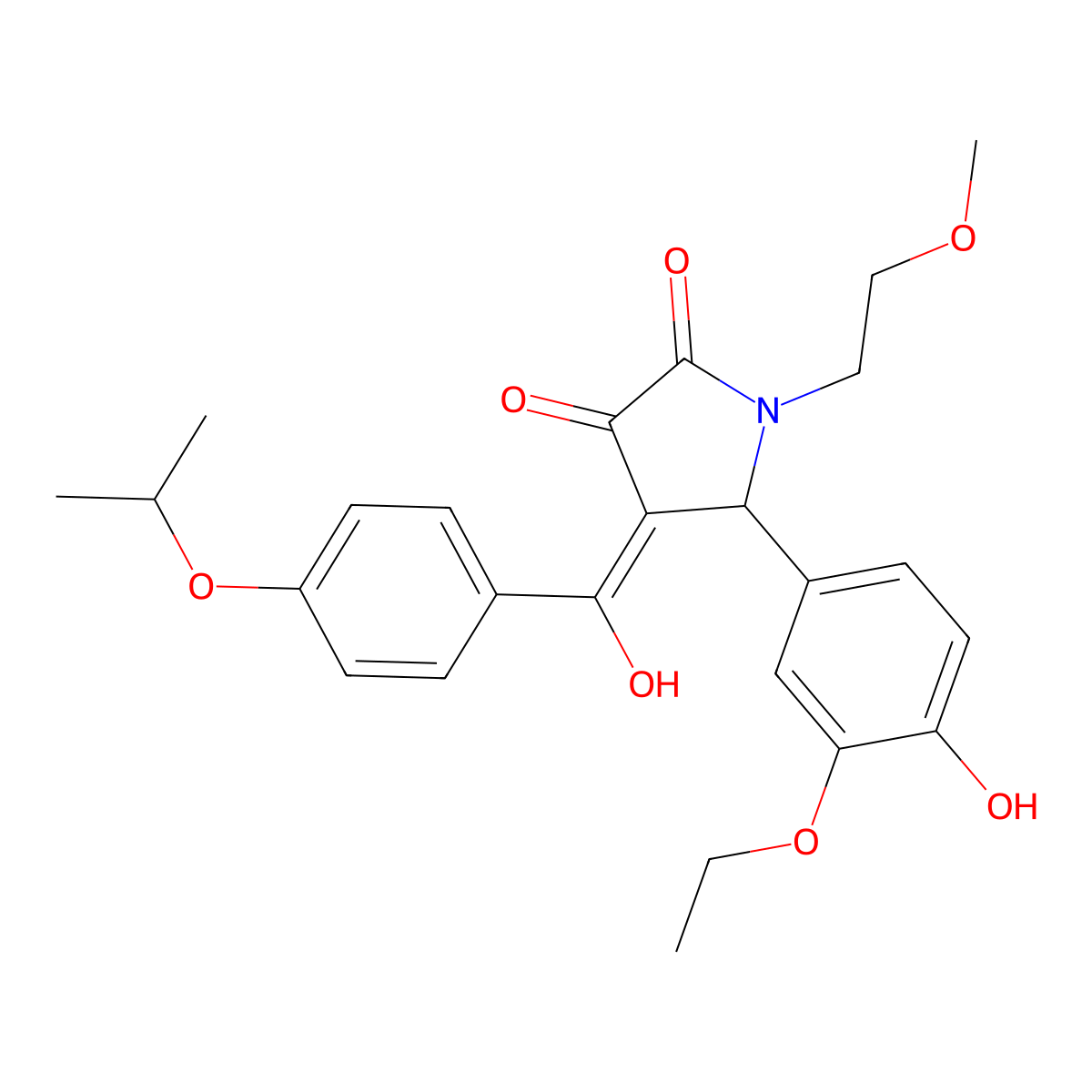 5-(3-ethoxy-4-hydroxyphenyl)-3-hydroxy-1-(2-methoxyethyl)-4-[4-(propan-2-yloxy)benzoyl]-2,5-dihydro-1H-pyrrol-2-one molecular structure, CAS 848207-80-7