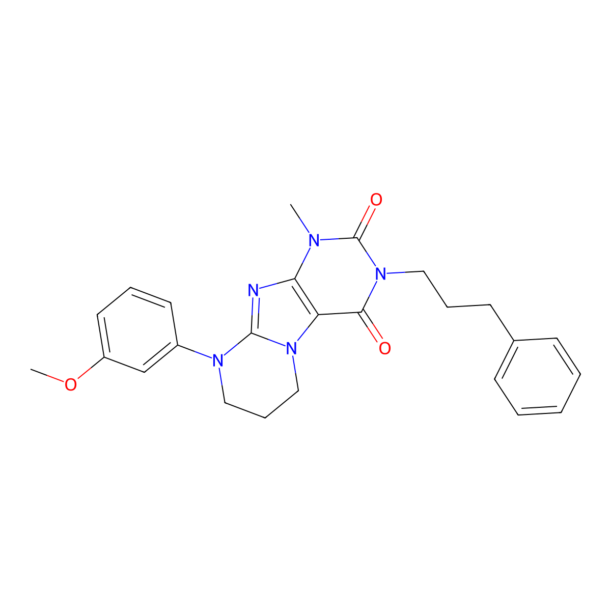9-(3-methoxyphenyl)-1-methyl-3-(3-phenylpropyl)-6,7,8,9-tetrahydropyrimido[2,1-f]purine-2,4(1H,3H)-dione molecular structure, CAS 848208-17-3