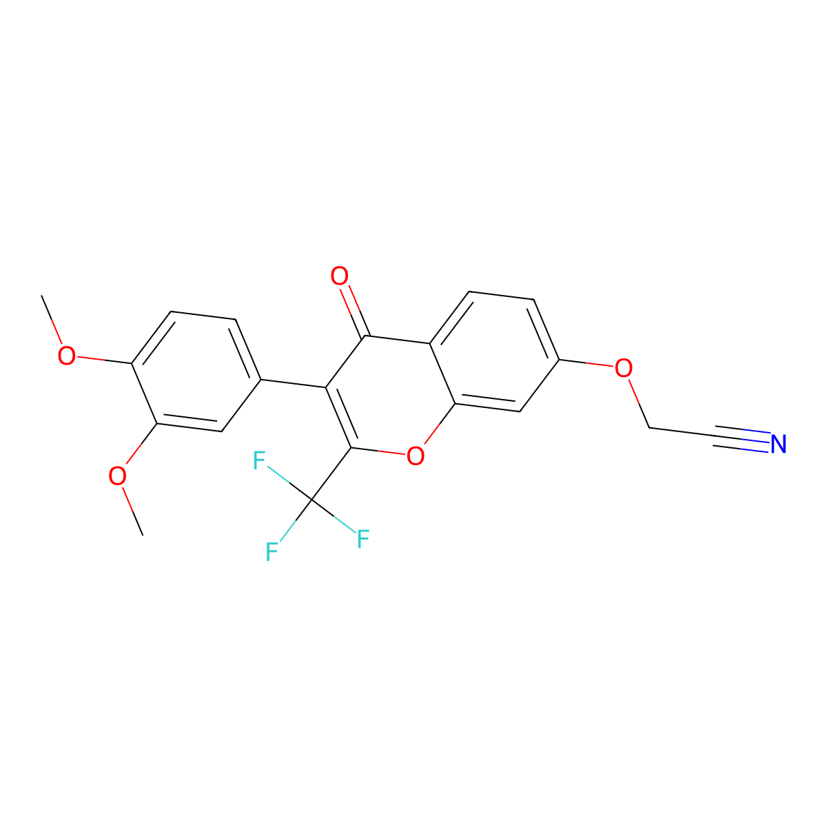 2-((3-(3,4-dimethoxyphenyl)-4-oxo-2-(trifluoromethyl)-4H-chromen-7-yl)oxy)acetonitrile molecular structure, CAS 848208-31-1
