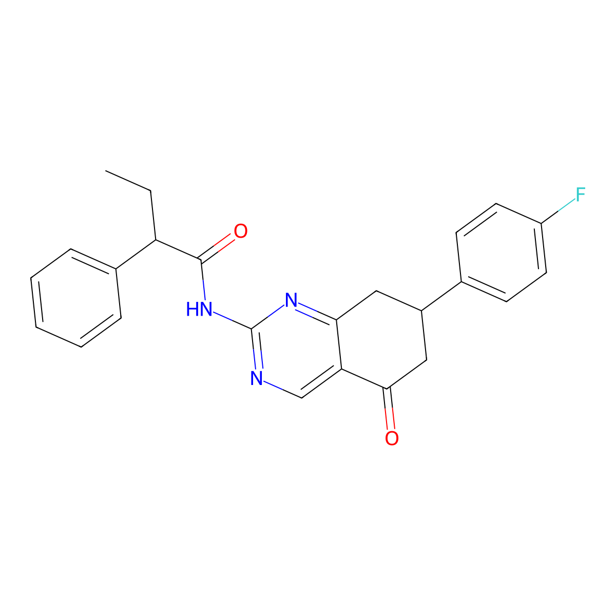 N-[7-(4-fluorophenyl)-5-oxo-5,6,7,8-tetrahydroquinazolin-2-yl]-2-phenylbutanamide molecular structure, CAS 848208-83-3
