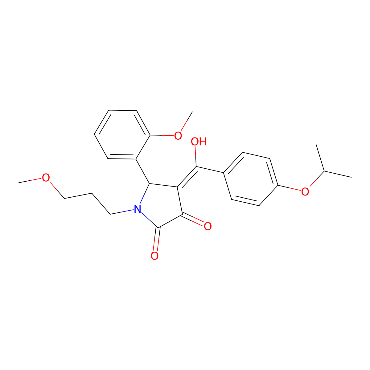 3-hydroxy-5-(2-methoxyphenyl)-1-(3-methoxypropyl)-4-[4-(propan-2-yloxy)benzoyl]-2,5-dihydro-1H-pyrrol-2-one molecular structure, CAS 848209-02-9
