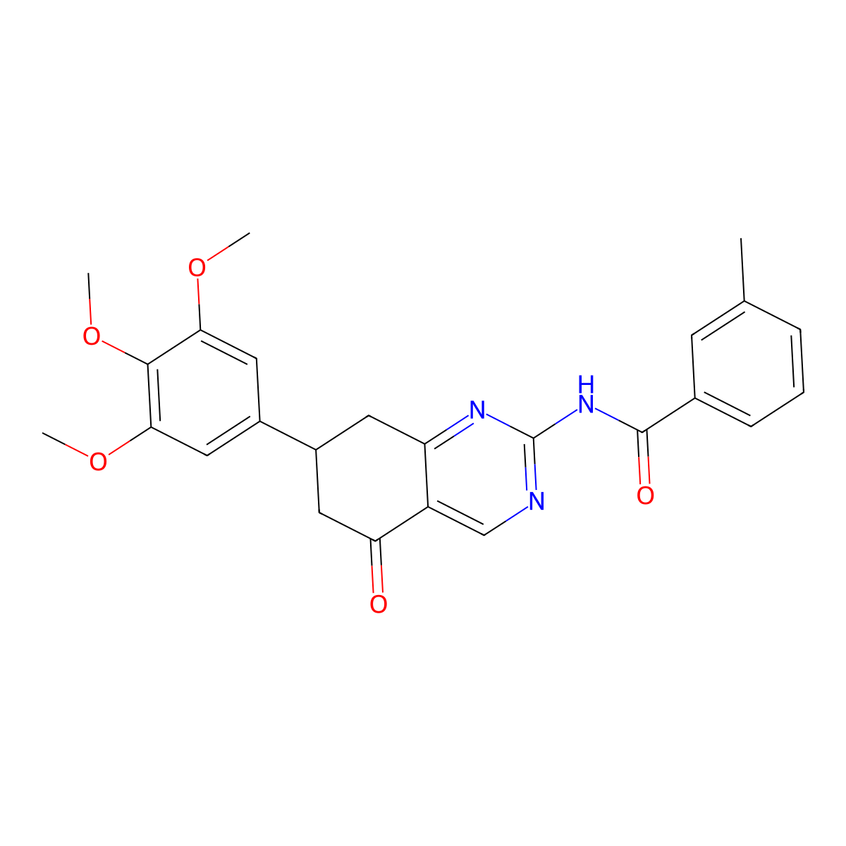 3-methyl-N-[5-oxo-7-(3,4,5-trimethoxyphenyl)-5,6,7,8-tetrahydroquinazolin-2-yl]benzamide molecular structure, CAS 848211-61-0