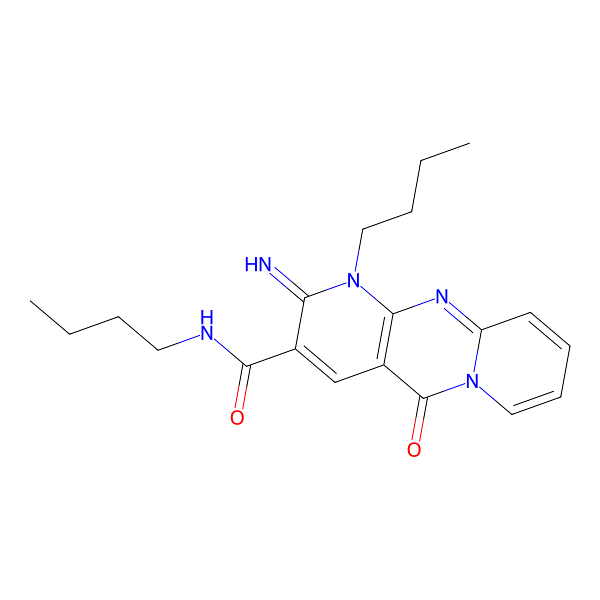 N,1-dibutyl-2-imino-5-oxo-1,5-dihydro-2H-dipyrido[1,2-a:2',3'-d]pyrimidine-3-carboxamide molecular structure, CAS 848212-04-4