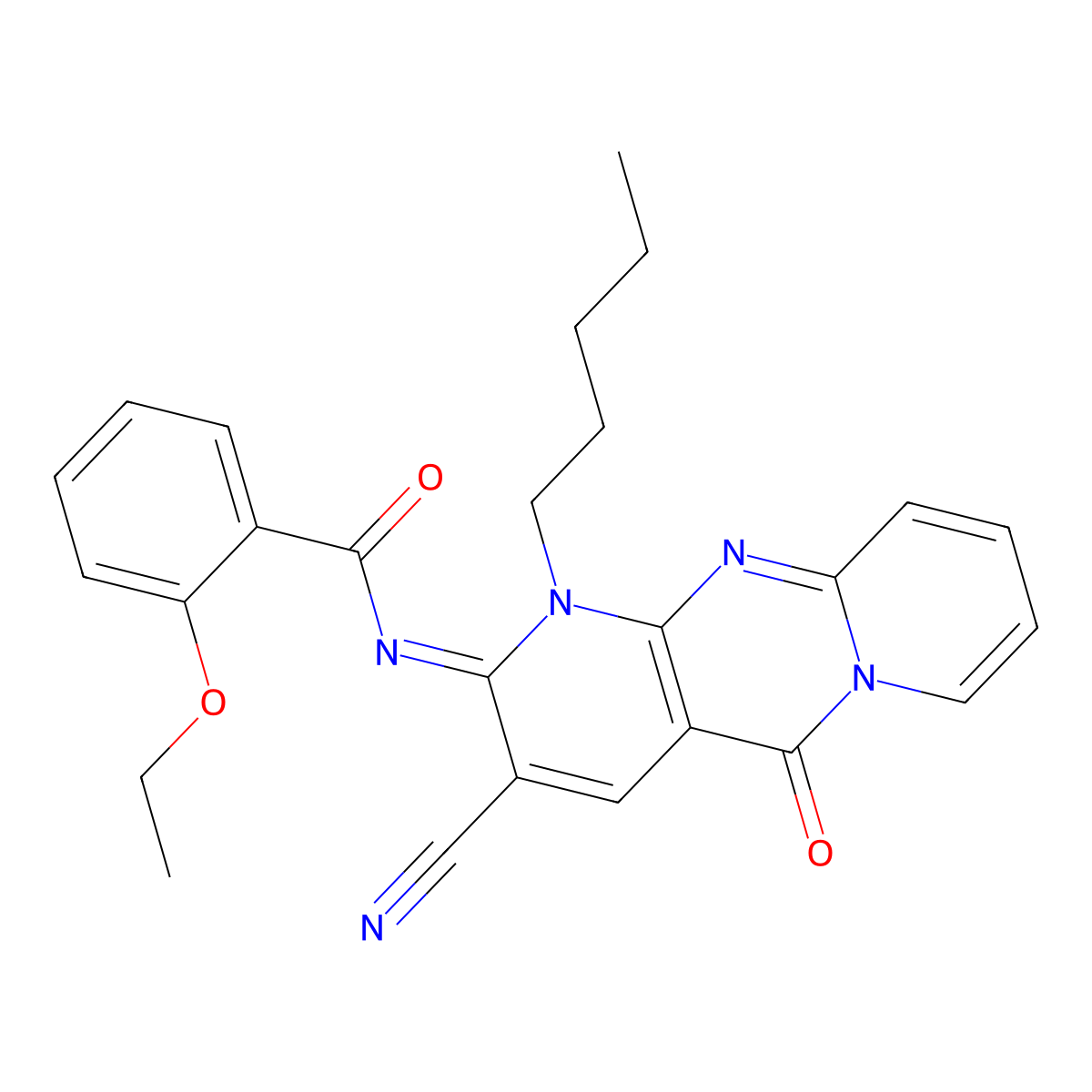 N-(3-cyano-5-oxo-1-pentyl-1,5-dihydro-2H-dipyrido[1,2-a:2,3-d]pyrimidin-2-ylidene)-2-ethoxybenzamide molecular structure, CAS 848212-32-8