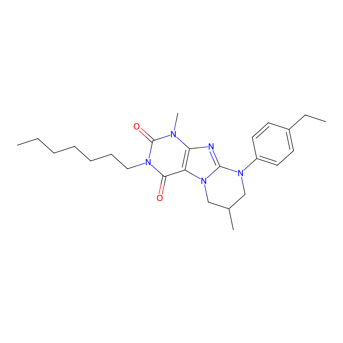 9-(4-ethylphenyl)-3-heptyl-1,7-dimethyl-7,8-dihydro-6H-purino[7,8-a]pyrimidine-2,4-dione molecular structure, CAS 848212-48-6