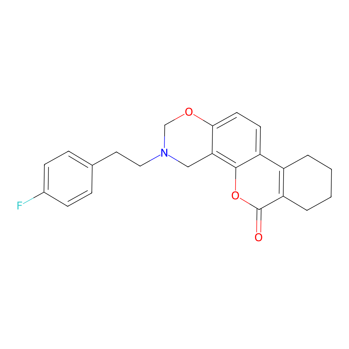 3-[2-(4-fluorophenyl)ethyl]-3,4,7,8,9,10-hexahydro-2H,6H-benzo[3,4]chromeno[8,7-e][1,3]oxazin-6-one molecular structure, CAS 848212-67-9