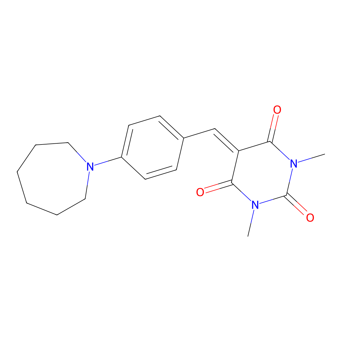5-[[4-(Azepan-1-yl)phenyl]methylidene]-1,3-dimethyl-1,3-diazinane-2,4,6-trione molecular structure, CAS 848213-60-5