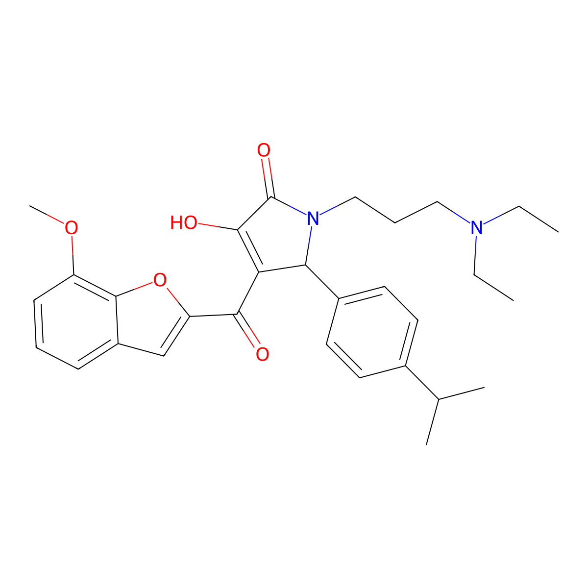 1-[3-(Diethylamino)propyl]-3-hydroxy-4-[(7-methoxybenzo[d]furan-2-yl)carbonyl]-5-[4-(methylethyl)phenyl]-3-pyrrolin-2-one molecular structure, CAS 848213-82-1