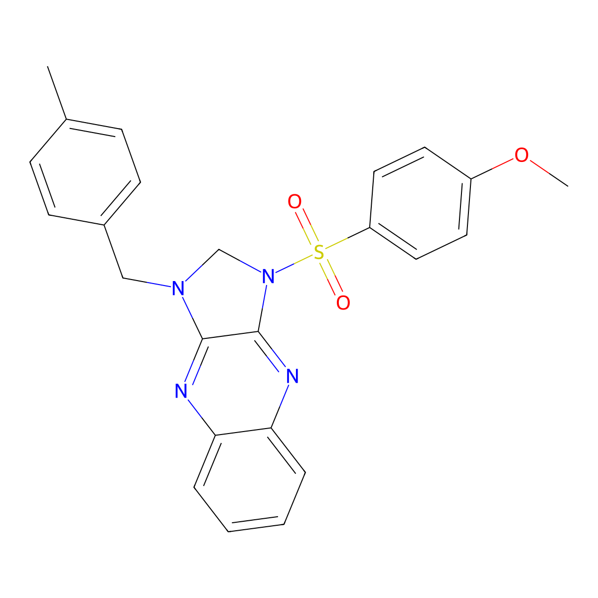 1-((4-methoxyphenyl)sulfonyl)-3-(4-methylbenzyl)-2,3-dihydro-1H-imidazo[4,5-b]quinoxaline molecular structure, CAS 848213-87-6