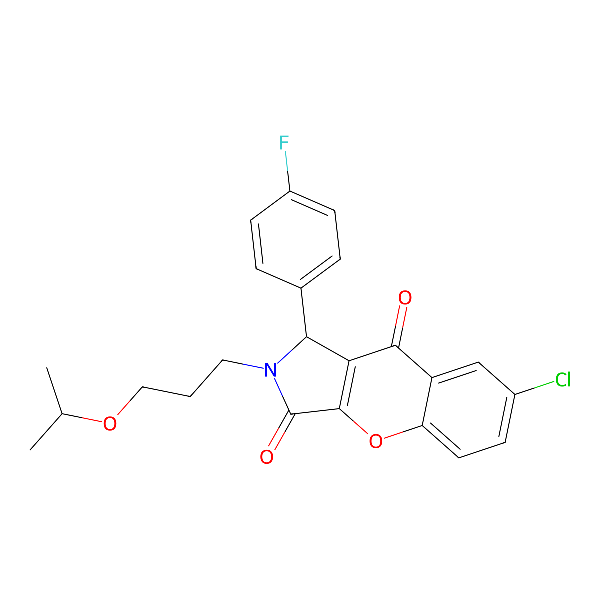 7-Chloro-1-(4-fluorophenyl)-2-(3-isopropoxypropyl)-1,2-dihydrochromeno[2,3-c]pyrrole-3,9-dione molecular structure, CAS 848213-88-7