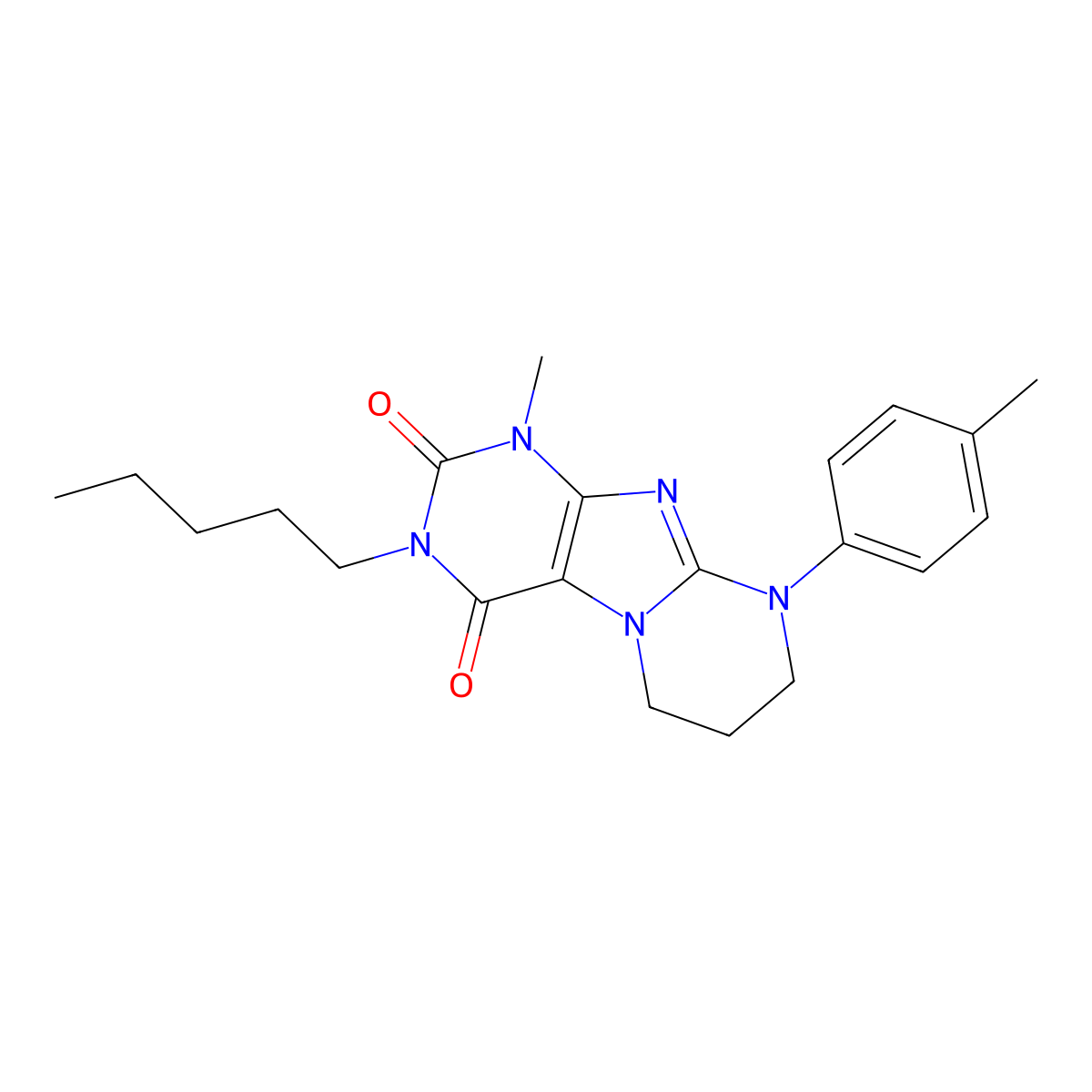 1-methyl-9-(4-methylphenyl)-3-pentyl-7,8-dihydro-6H-purino[7,8-a]pyrimidine-2,4-dione molecular structure, CAS 848215-08-7