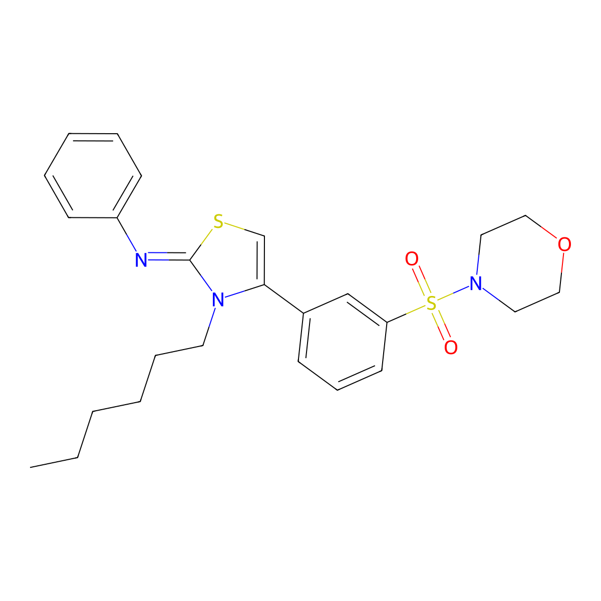 N-[(2Z)-3-hexyl-4-[3-(morpholin-4-ylsulfonyl)phenyl]-1,3-thiazol-2(3H)-ylidene]aniline molecular structure, CAS 848216-45-5